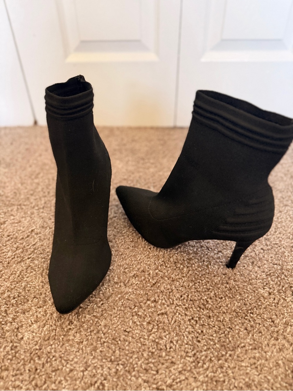 MIA Black Stretch Sock Ankle Booties with Slim Kitten Heel